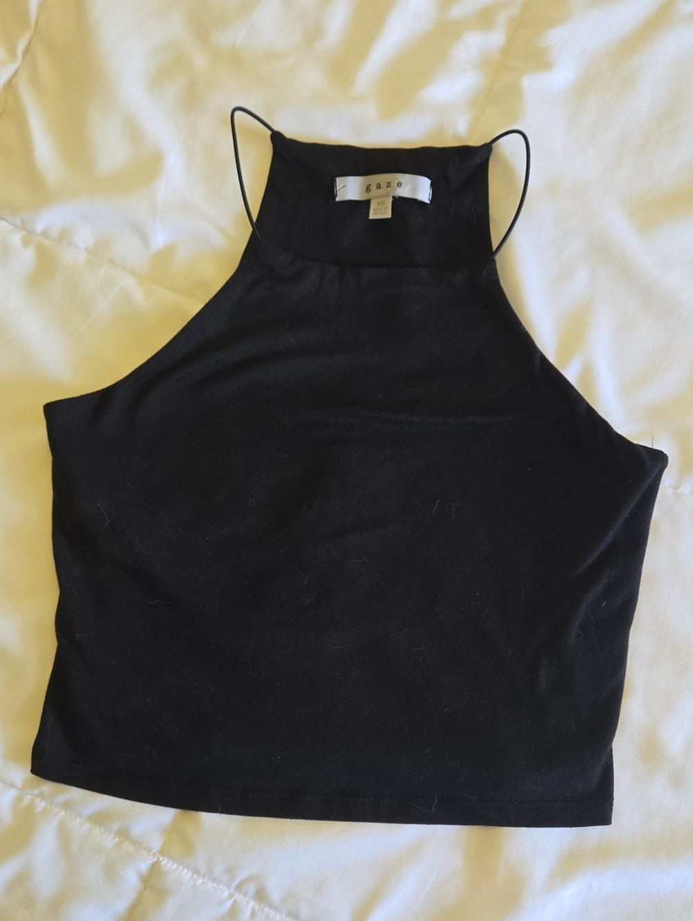 gaze Black Halter Crop Cami with Thin Straps